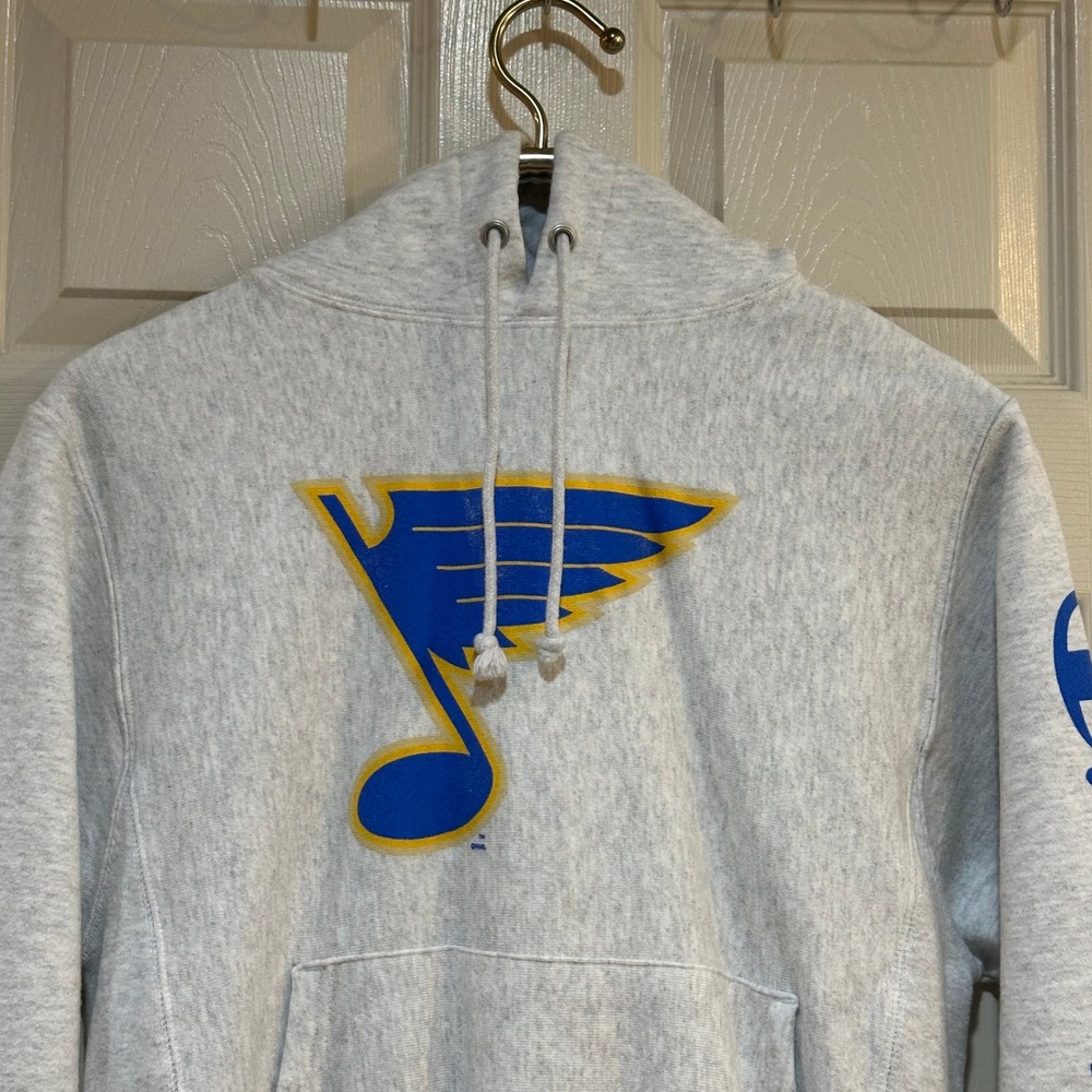 Champion Reverse Weave St Louis Blues NHL Hoodie Grey Small Campbell Conference - Picture 3 of 8